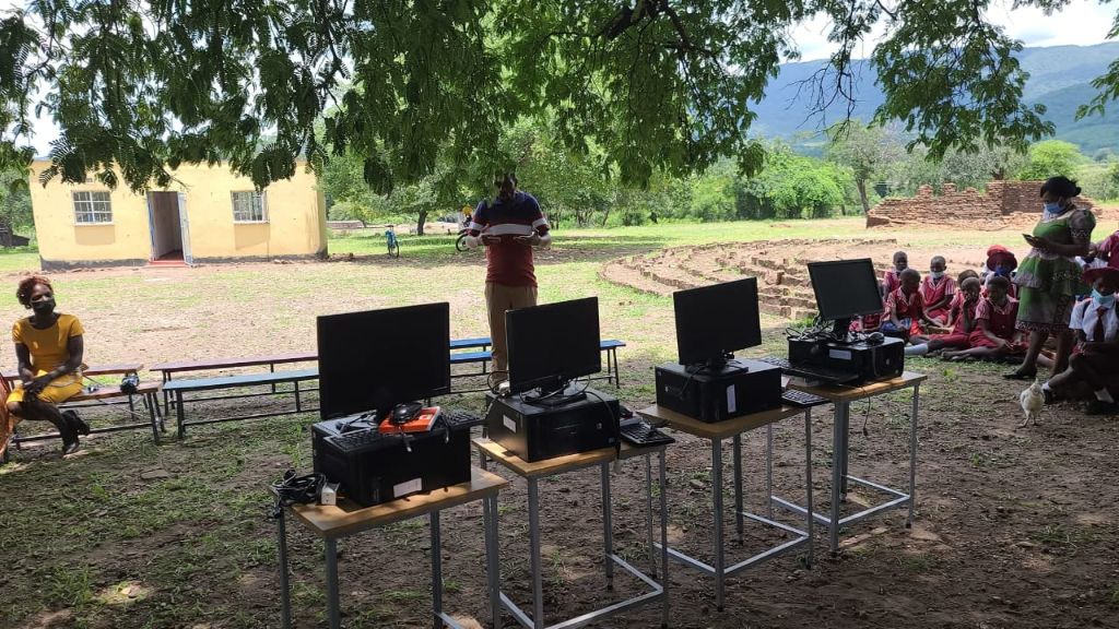 Desktop computers displayed at the handover event